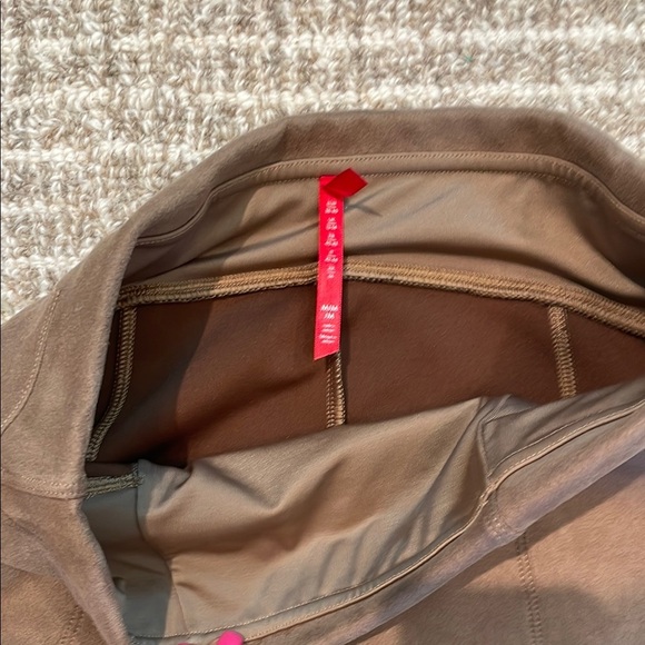 SPANX Faux Suede Tan High-Waisted Leggings Sz Med - Picture 2 of 5